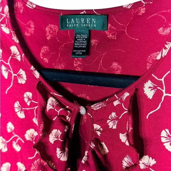 Lauren Ralph Lauren Red Floral Sleeveless Blouse XX-Large - Picture 2 of 3